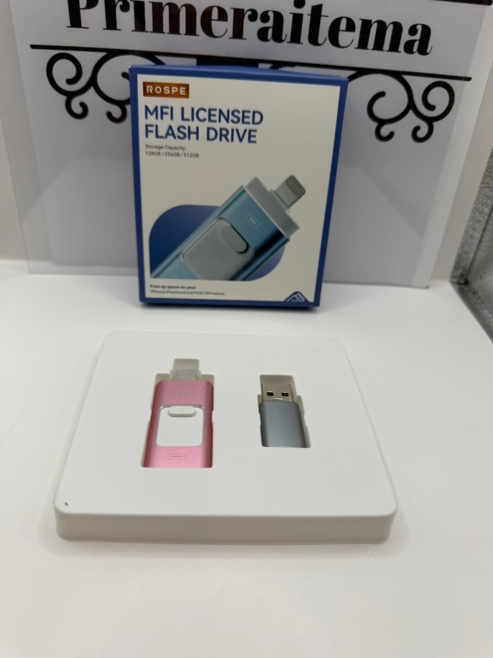 MFi Certified 256GB Flash Drive, Thumb Drive Photo Stick, Pink